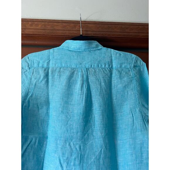NWT Untuckit Women's Linen Button Up Classic Blush Aqua Shirt Long Sleeve Size 0 - Picture 8 of 11